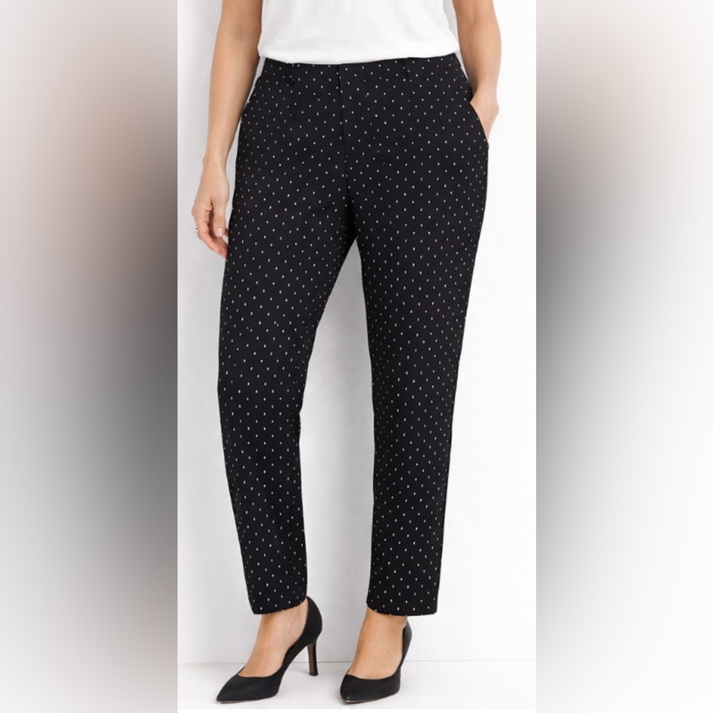 Talbot pull on black pants with white design